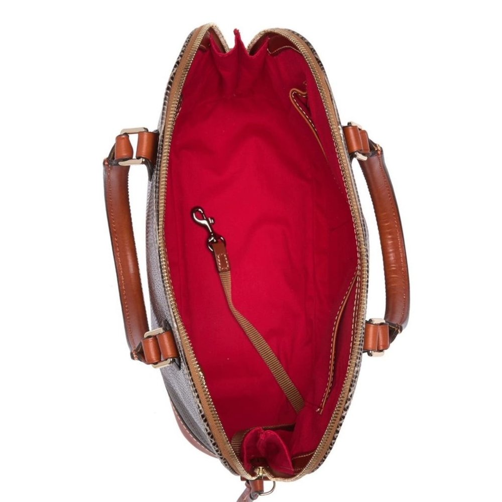 SOLD Dooney & Bourke Womens Grey Leather Lizard Embossed Zip Zip Satchel Handbag - Picture 4 of 14